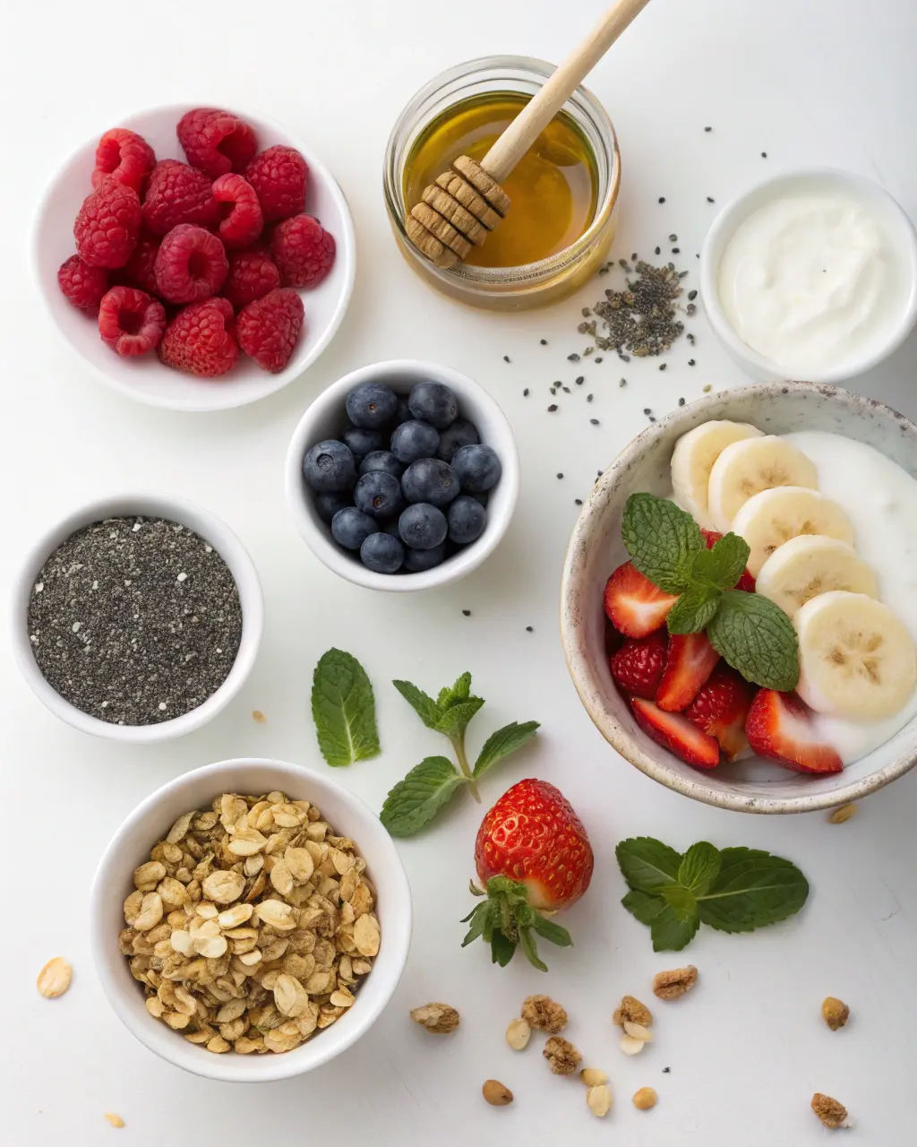 ingredients for fruit and yogurt parfaits ingredients for fruit and yogurt parfaits