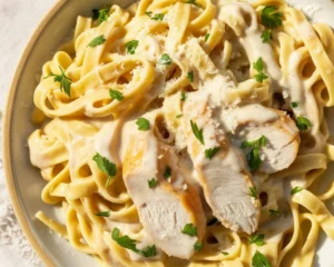 Delicious easy chicken alfredo recipe with creamy sauce and tender noodles.